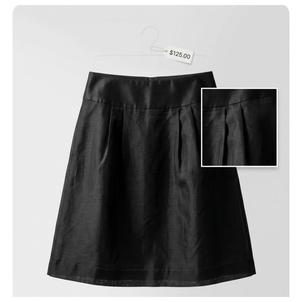 Alfani Womens Black Pleated A-Line Skirt Cotton Blend Knee Length Size 12